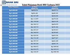 Tabel Pinjaman Bri Umum 2024 Terbaru